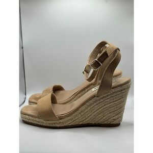 STEVE MADDEN PARRA Tan Espadrille Wedge Ankle Strap Sandal Shoe Women's Size 7M